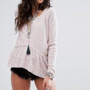 We The Free Coastline Pink Thermal Henley Peplum Top